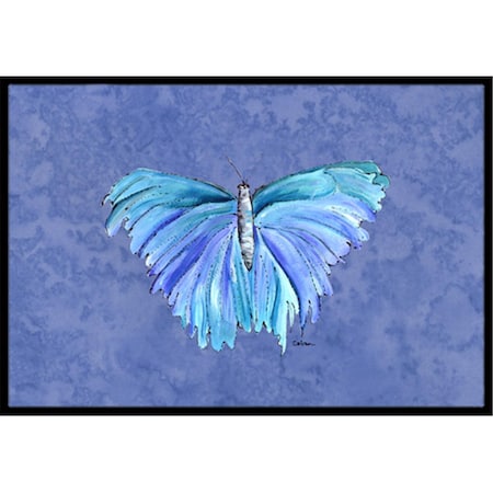 Carolines Treasures Butterfly on Slate Blue Indoor Or Outdoor Doormat - 18 x 27 in. CA66379